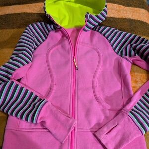 lululemon athletica Pink Hoodie with Striped Sleeves